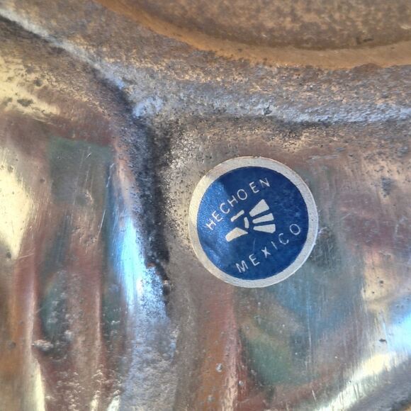 Large Vintage Mexican Pewter Salad Serving Bowl Set NEW in original Box Unused - Picture 15 of 16